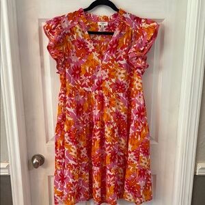 Women’s Floral Pink and Orange  Dress